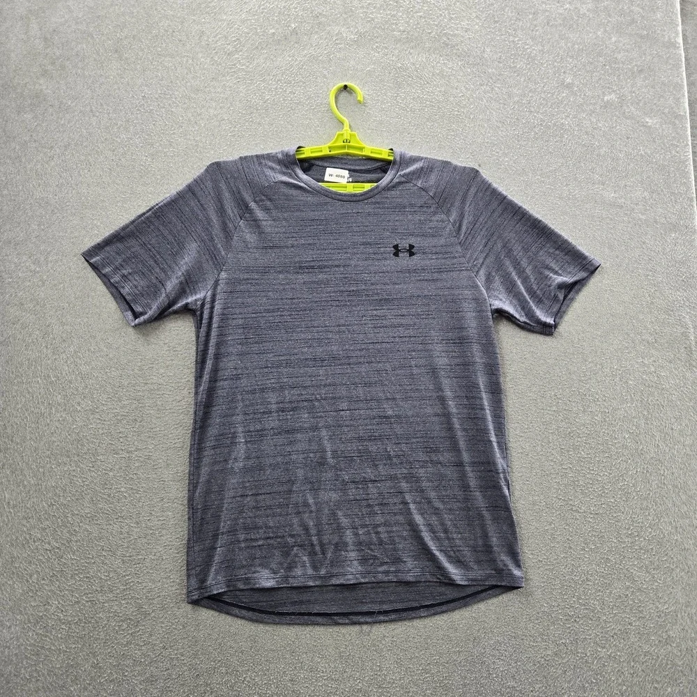 Under Armour Men Shirt L Gray Activewear Logo Loose Short Sleeve READ